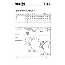 Patron Burda 9314 - Grenouillère bébé