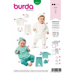 Patron Burda 9315 - Bonnet, pantalon et veste sweat bébé