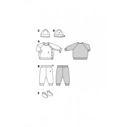 Patron Burda 9315 - Bonnet, pantalon et veste sweat bébé