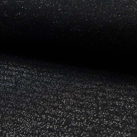 Tissu Bord-côte - Noir paillettes argent