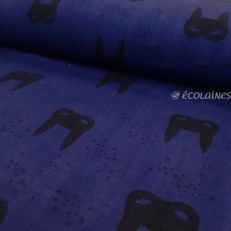 Tissu double gaze de coton Bio La Panda Love Fabrics - Bunny navy