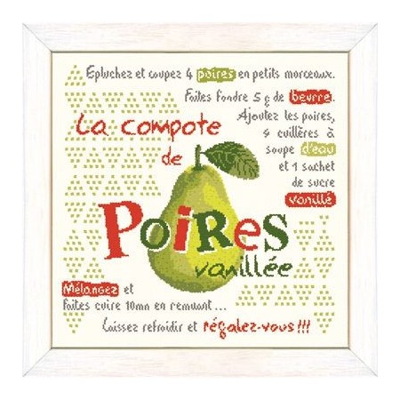 Fiche de broderie Lilipoints : La compote de poires vanillée