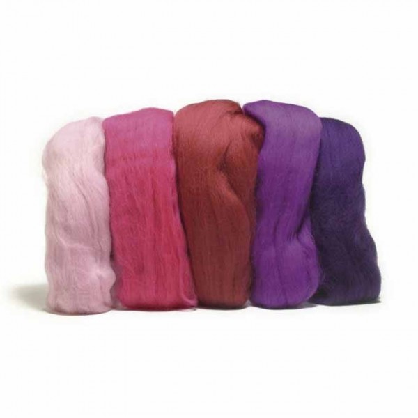 Laine à feutrer - Assortimement rose-violet