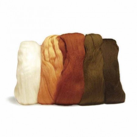 Laine à feutrer - Assortimement écru-brun