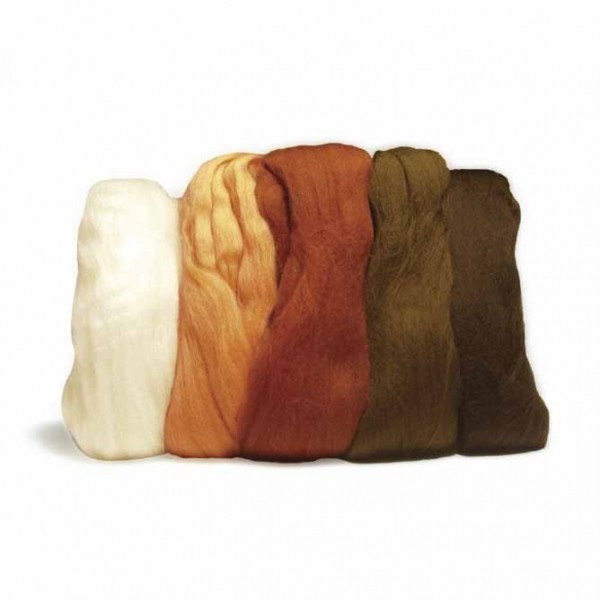 Laine à feutrer - Assortimement écru-brun