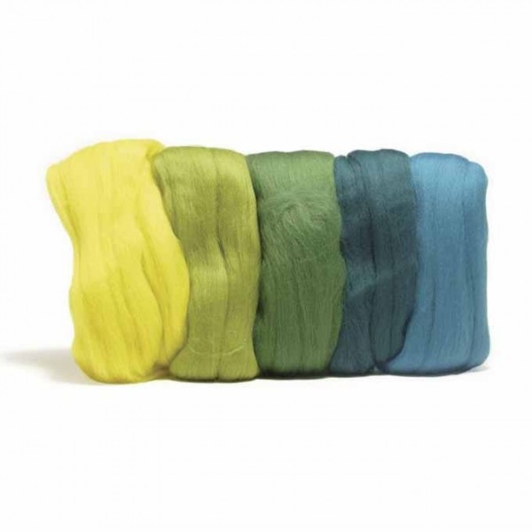 Laine à feutrer - Assortimement jaune-vert
