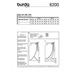 Patron Burda 6200 - Jupe portefeuille arrondie et volantée