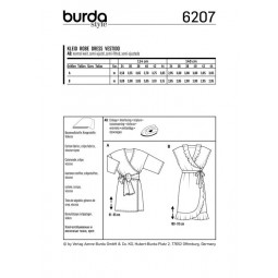Patron Burda 6207 - Robe kimono portefeuille arrondie et volantée