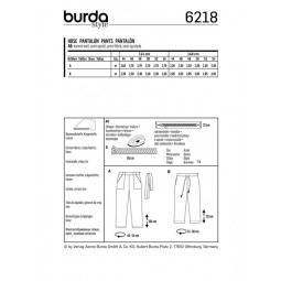 Patron Burda 6218 - Pantalon droit poches invisibles ou plaquées