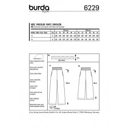 Patron Burda 6229 - Pantalon et pantacourt à coulisse élastique
