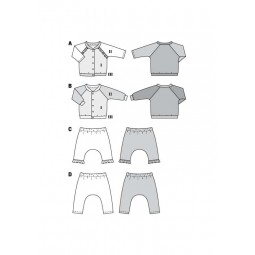 Patron Burda 9297 Ensemble bébés : Veste sweat-shirt et pantalon élastique