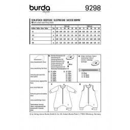 Patron Burda 9298 - Combinaison - Gigoteuse bébé avec des jambes