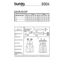 Patron Burda 9304 - Robe chemise fille à bretelles & col bardot