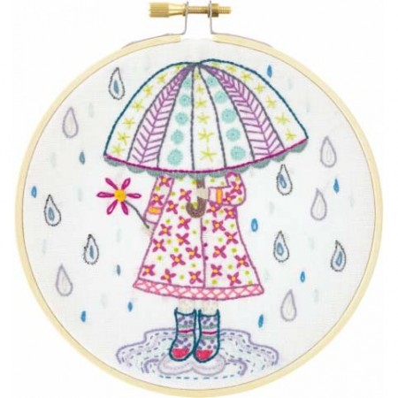 Kit de broderie - Emilie aime la pluie Kit de broderie - Emilie aime la pluie