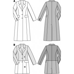 Patron Burda 6845 - Manteau cinté, poches à rabat