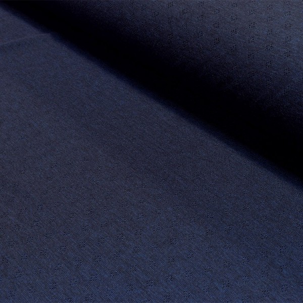 Tissu jersey - Ajouré bleu marine chiné