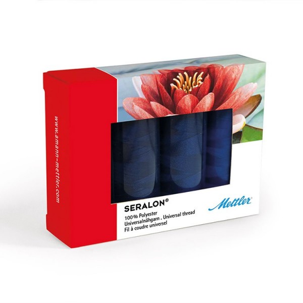 Coffret 4 bobines fil à coudre polyester Seralon 200m - Marine