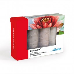 Coffret 4 bobines fil à coudre polyester Seralon 200m - Beige