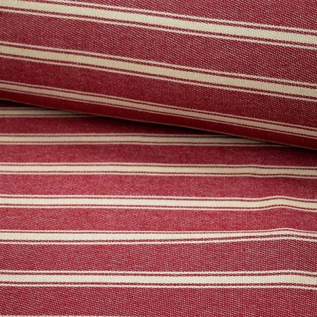 Tissu d'ameublement - Rayures tissées bordeaux beige