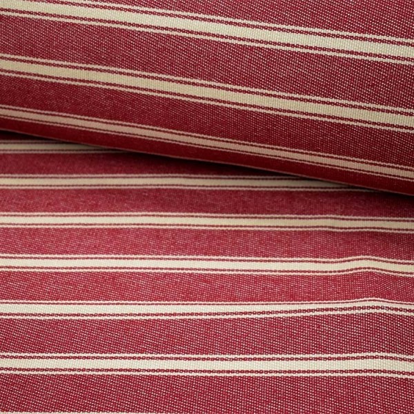 Tissu d'ameublement - Rayures tissées bordeaux beige