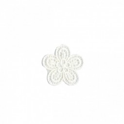 Écusson thermocollant - Fleur brodée blanc