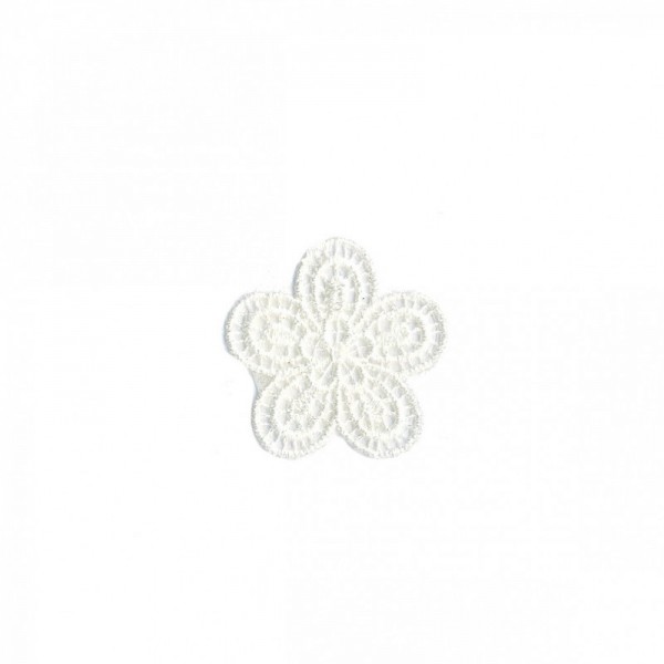 Écusson thermocollant - Fleur brodée blanc