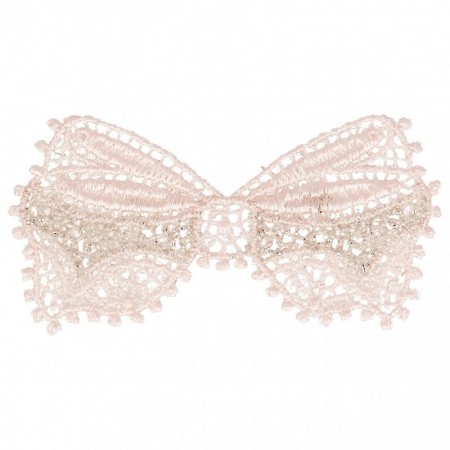 Écusson thermocollant - Noeud dentelle rose clair