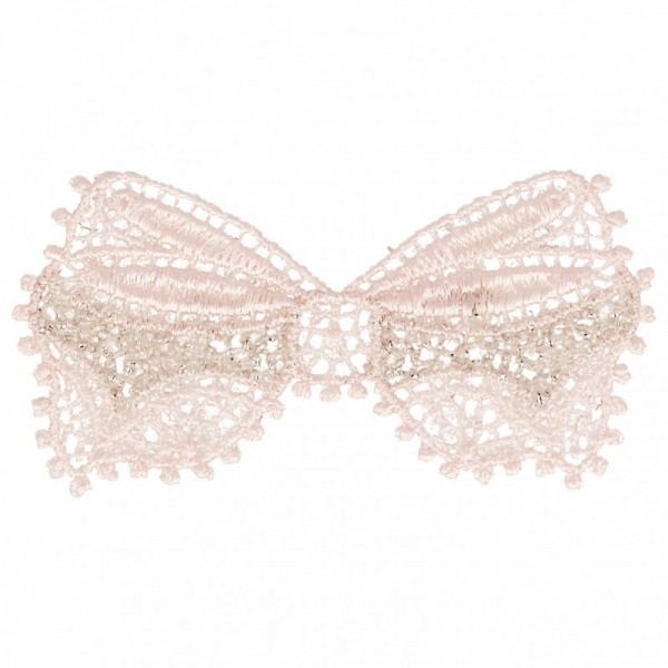 Écusson thermocollant - Noeud dentelle rose clair