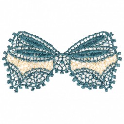 Écusson thermocollant - Noeud dentelle bleu canard