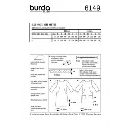 Patron Burda 6149 - Robe encolure dégagée arrondie manches 3/4