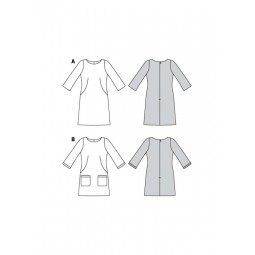 Patron Burda 6149 - Robe encolure dégagée arrondie manches 3/4