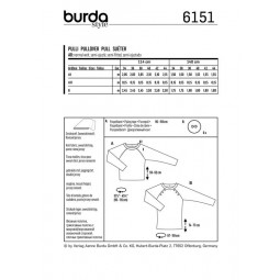 Patron Burda 6151 - Sweat à manches raglan