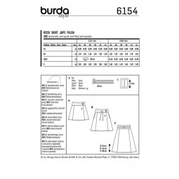 Patron Burda 6154 - Jupe légèrement évasée ceinture extensible