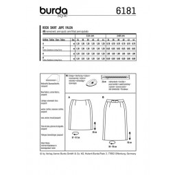 Patron Burda 6181 - Jupe forme légèrement évasée