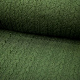 Tissu jersey sweat - Torsade vert foncé