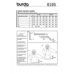 Patron Burda 6195 - Sweat à capuche hoodie manches raglan