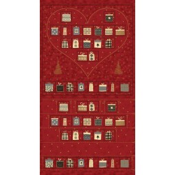 Tissu Noël - Magic christmas rouge - Calendrier de l'avent