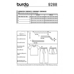 Patron Burda 9288 - T-shirt, pantalon, short