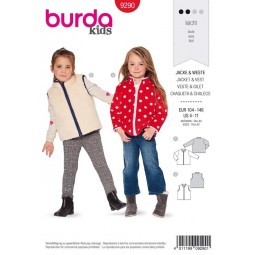 Patron Burda 9290 - Veste, gilet enfant avec fermeture à glissière