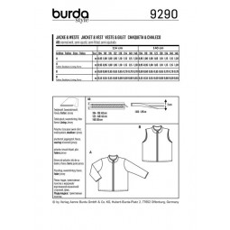 Patron Burda 9290 - Veste, gilet enfant avec fermeture à glissière