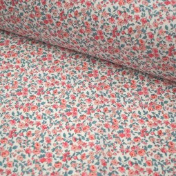 Tissu popeline coton - Leonie corail