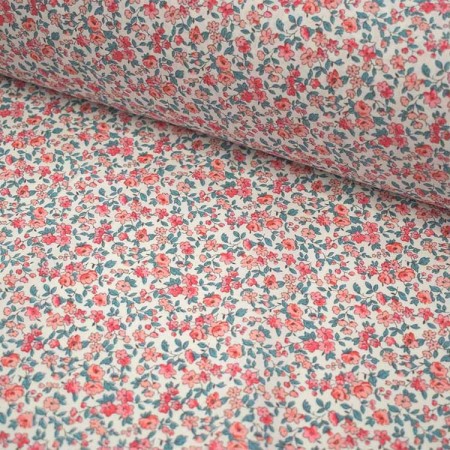 Tissu popeline coton - Leonie corail