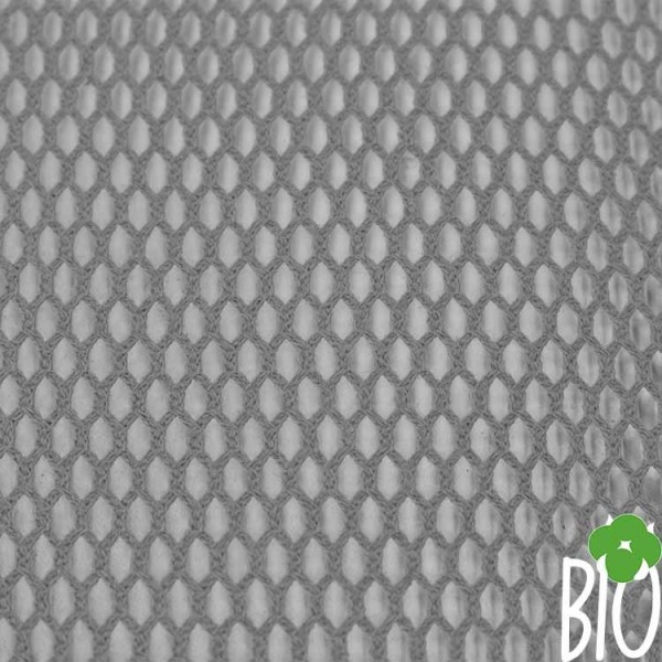 Tissu filet maille gris en coton bio