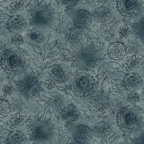 Tissu fantaisie - Best of days - Fleurs bleues