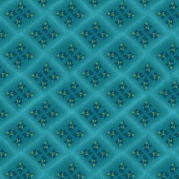 Tissu fantaisie - Far horizons - 4 bouquets fond quadrillé bleu