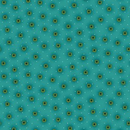 Tissu fantaisie - Far horizons - Soleil vert fond turquoise