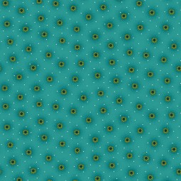Tissu fantaisie - Far horizons - Soleil vert fond turquoise