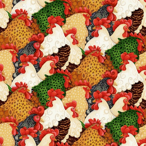 Tissu fantaisie - Farm raised - Poules