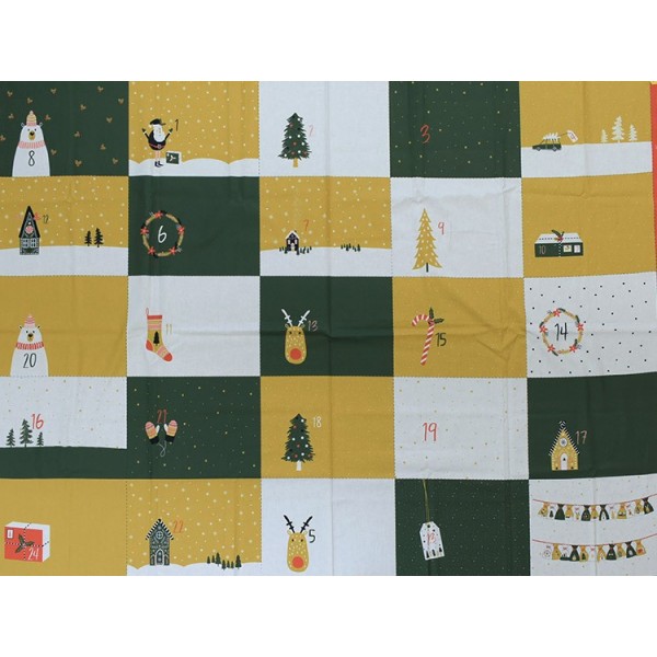 Tissu Katia fabrics - Popeline Panneau - Calendrier de l'avent forêt