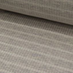 Tissu maille - Côtelée rayée gris argent